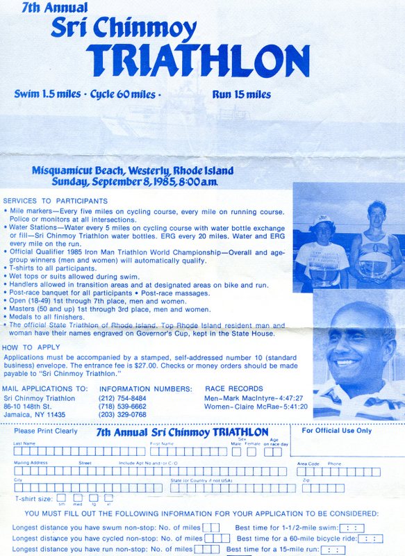 Sri Chinmoy Rhode Island Triathlon, 1985